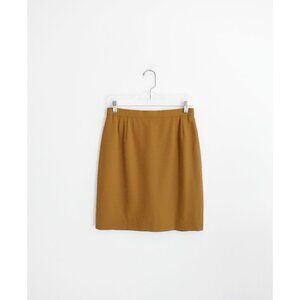 Vintage 90s Escada Margaretha Ley Toffee Brown Wool Pencil Skirt DE 38 US 6 8